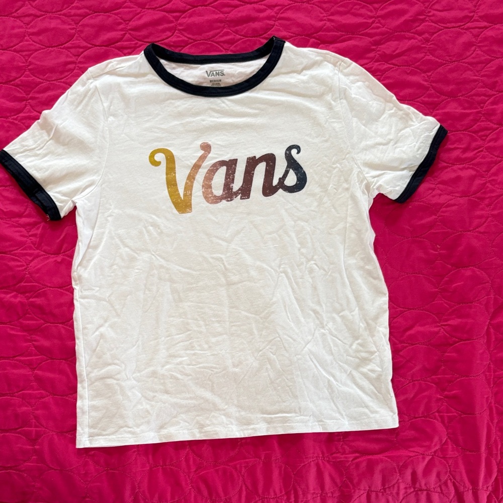 Vans Juniors White Tee with Multicolor Logo